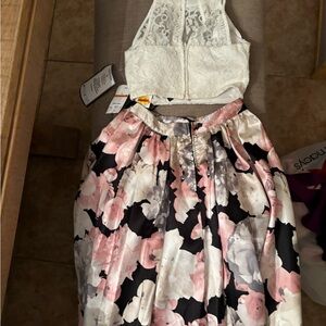 New Cream and floral Prom/semi-formal Dress